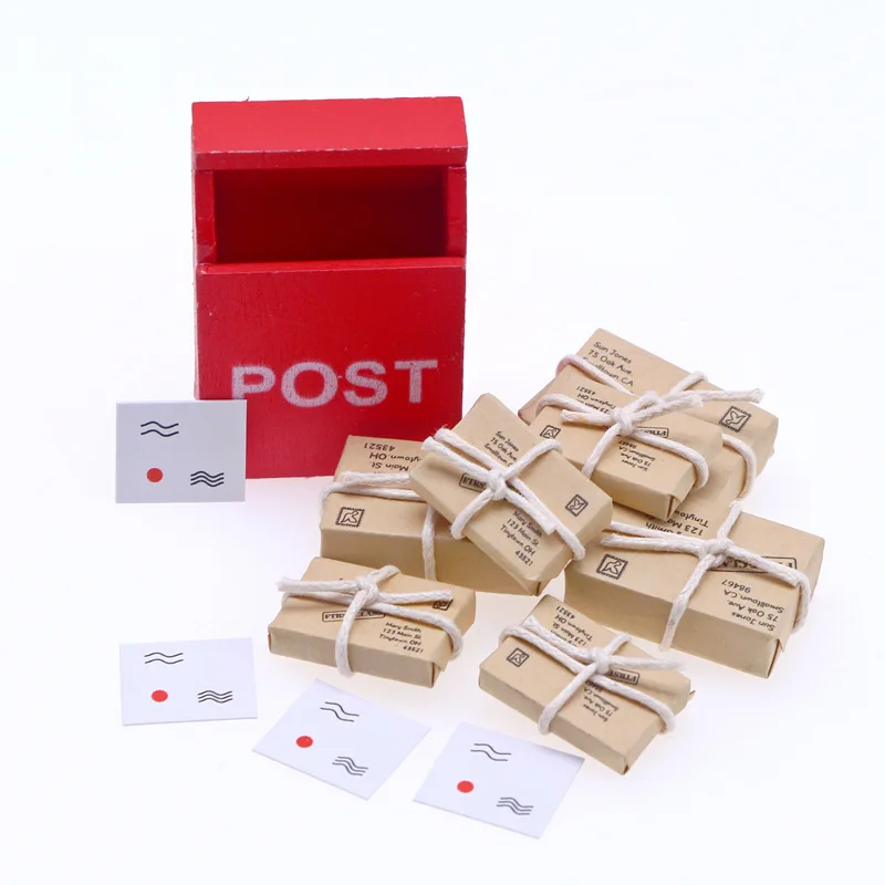 

Миниатюрный кукольный домик, рождественский почтовый ящик и набор посылок, миниатюрный декор для дверного проема, реквизит для фотосъемки