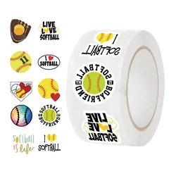 500Pcs Softball Sports Label Stickers Roll for Envelope Encourage Praise Reward Student Work Stationery Seal Lable