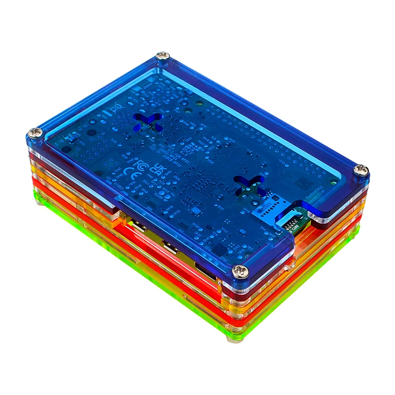 Raspberry Pi 5 Acrylic Case 9 Layer Colorful Shell Protection Box Optional Cooling Fan Active Cooler Heatsink for Raspberry Pi 5