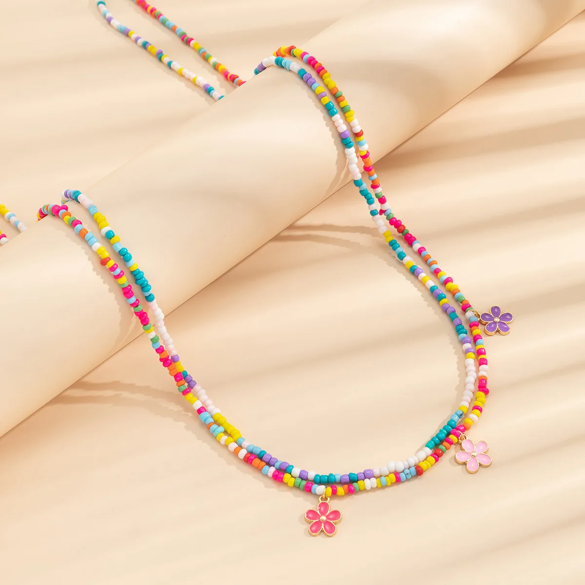 Body Chain Multi Layer Elastic Seed Bead Floral Contrast Color Design for Women Sexy Summer Beach Bohemian Waist Decor