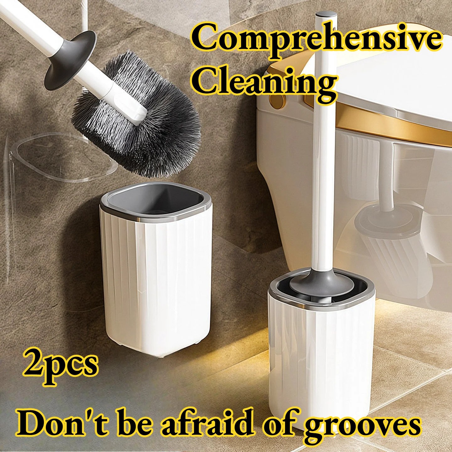 

Toilet Brush New Household Bathroom No Dead Angle with Base Premium Sense Wall Mounted Easy Strong Cleaning Modern Simple Ins