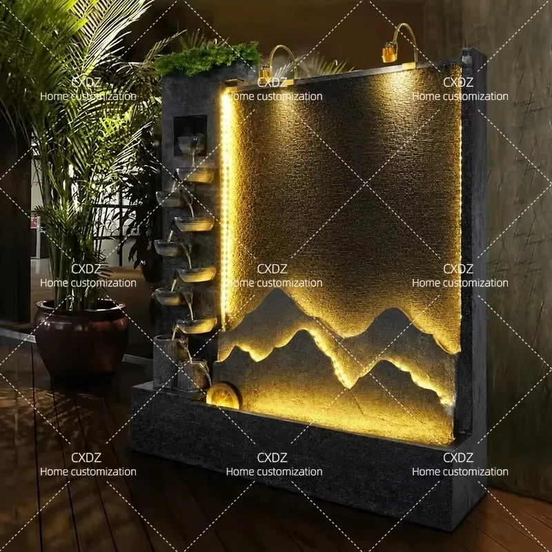 Water Curtain Wall Rockery Flowing Water Fountain Feature Screen Partition Circulating Ornament Office Fish Pond Landscaping