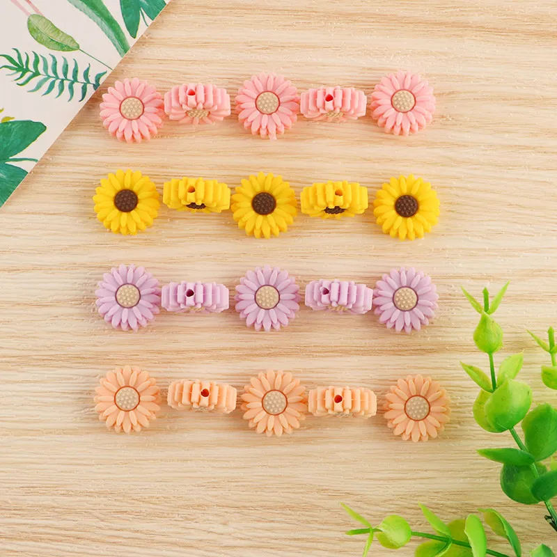 20pcs 30mm Sunflower Mini Silicone Beads DIY Pacifier Chain Necklace Jewelry Making Kids Care Products Accessories BPA Free