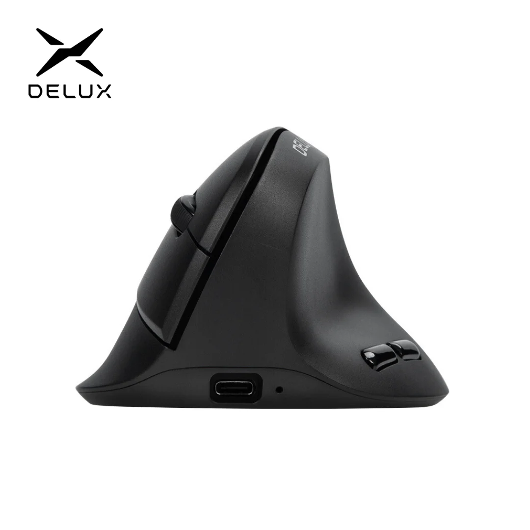 Delux M618 Air Ergonomic Wireless Mouse Lightweight Vertical Mice Rechargeable Silent Click DPI Adjustable for Small Medium Hand