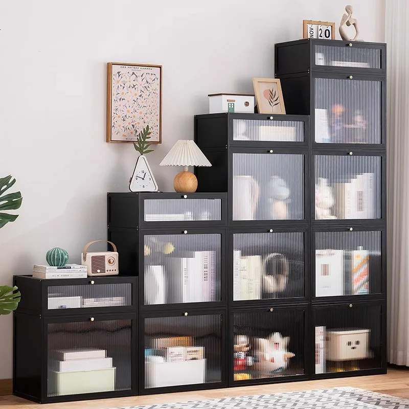 Dust-proof Bookcases Large Capacity Modern Retro Bookcases Library Storage Rack Living Room Furniture Rayonnages YSSJ