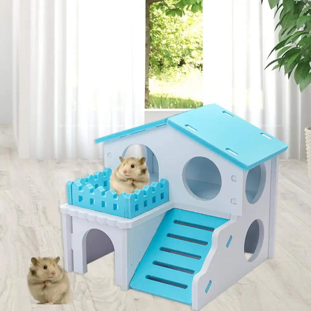 Hamster House Breathable Layers Wooden Small Pets Hideout Safe Double Leisure Guinea-pig Living Hut Small Animal Training Toy