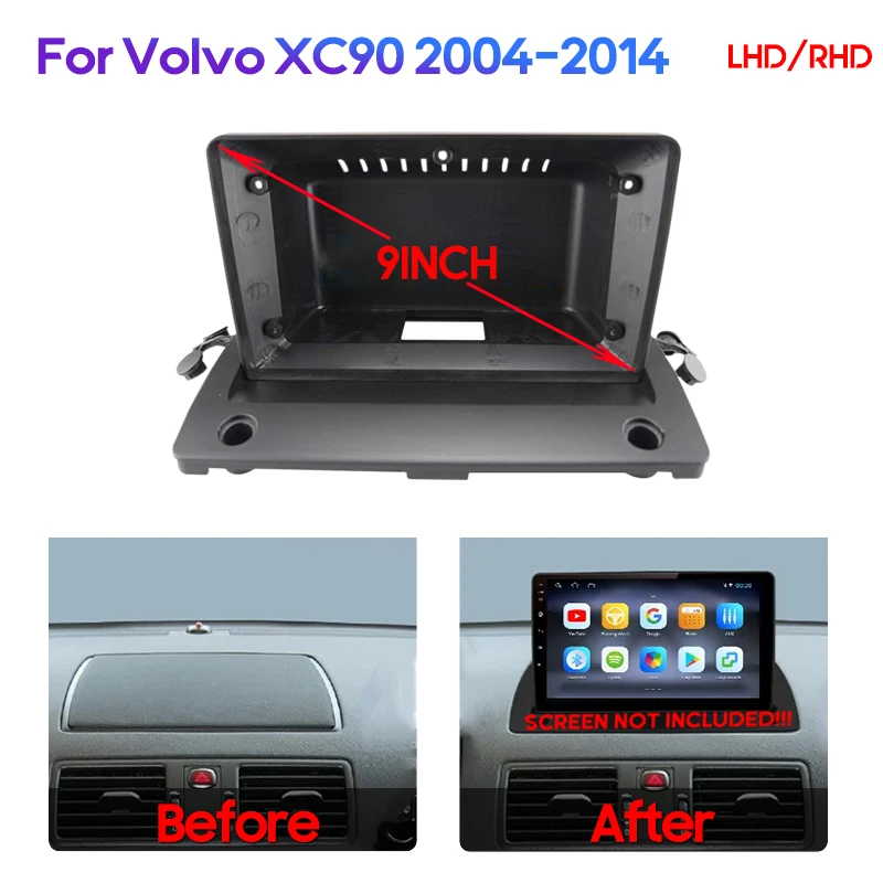 QSZN 9 inch android Canbus box OD-VOLVO-02 Adaptor Fascia for Volvo XC90 2004-2014 Frame 2 Din Dash Installation Panel Frame