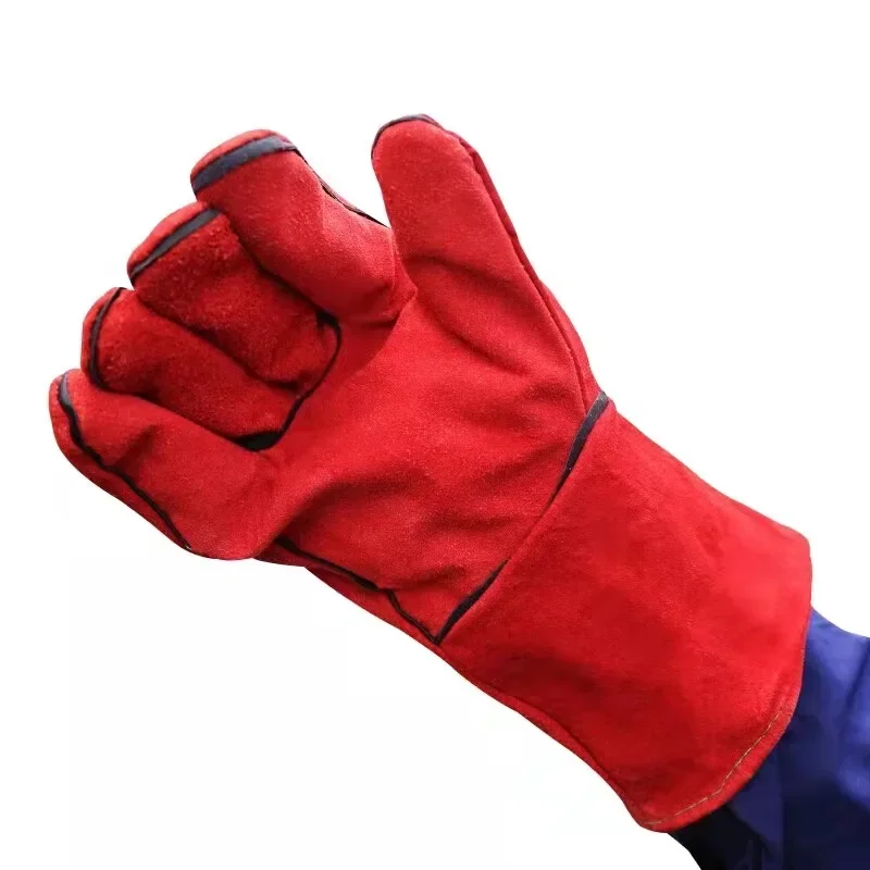 Leather Welding Gloves-Heat/Fire Resistant for Welder/Oven/Fireplace/Animal Handling/BBQ/ Pets Grasping Biting Protective