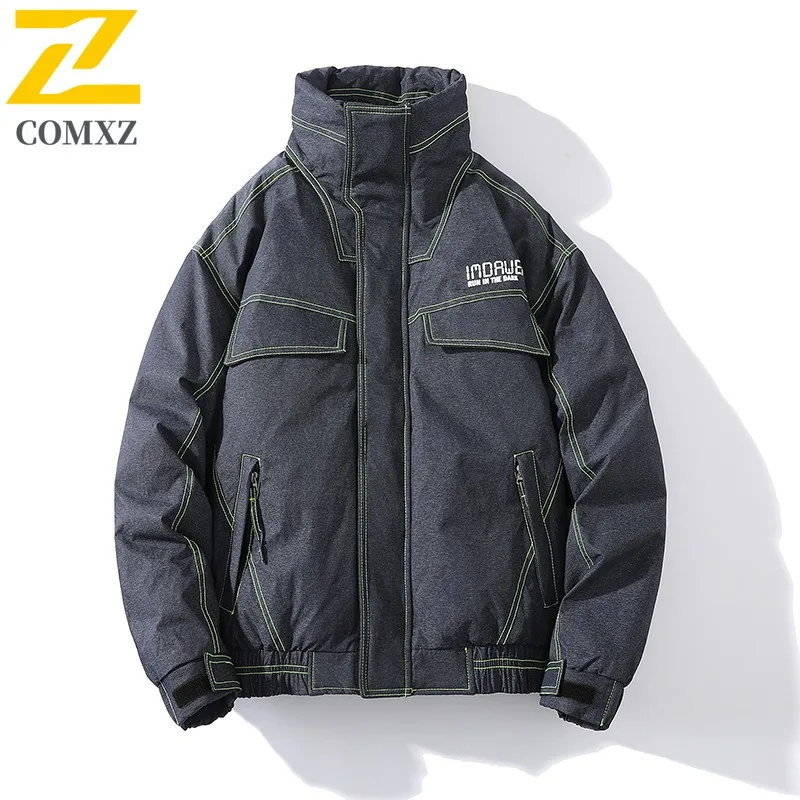 COMXZ Men Puffer Jacket 2025 New Trendy Ski Street Warm High Quality Travel Cotton Padded Jacket Windproof Snow Winter Jackets
