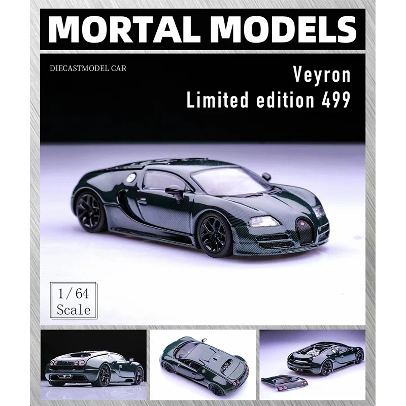 Presale Mortal 1:64 Veyron Chrome Carbon Diecast Diorama Car Model Collection Miniature Toys