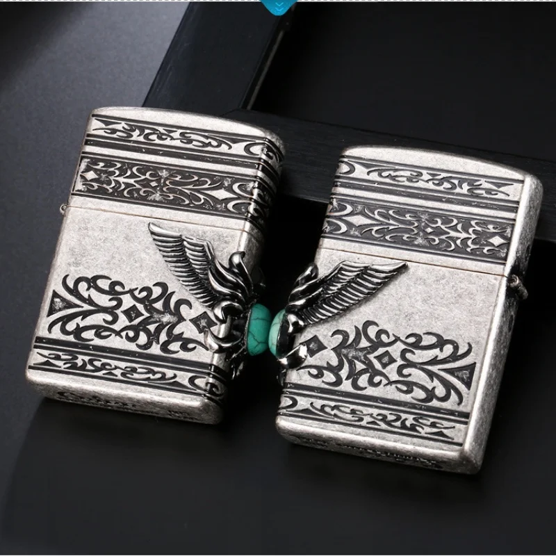 

CHIEF Personalized Sticker Retro Grinding wheel Unusual Lighters Metal Outdoor Windproof Cigarette Lighter Men's High-end Gift