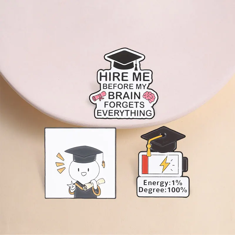 Graduation Energy 1 Percent Degree 100 Percent Enamel Pin Humorous Job Seeker Brooch for New Grad Daily Wear