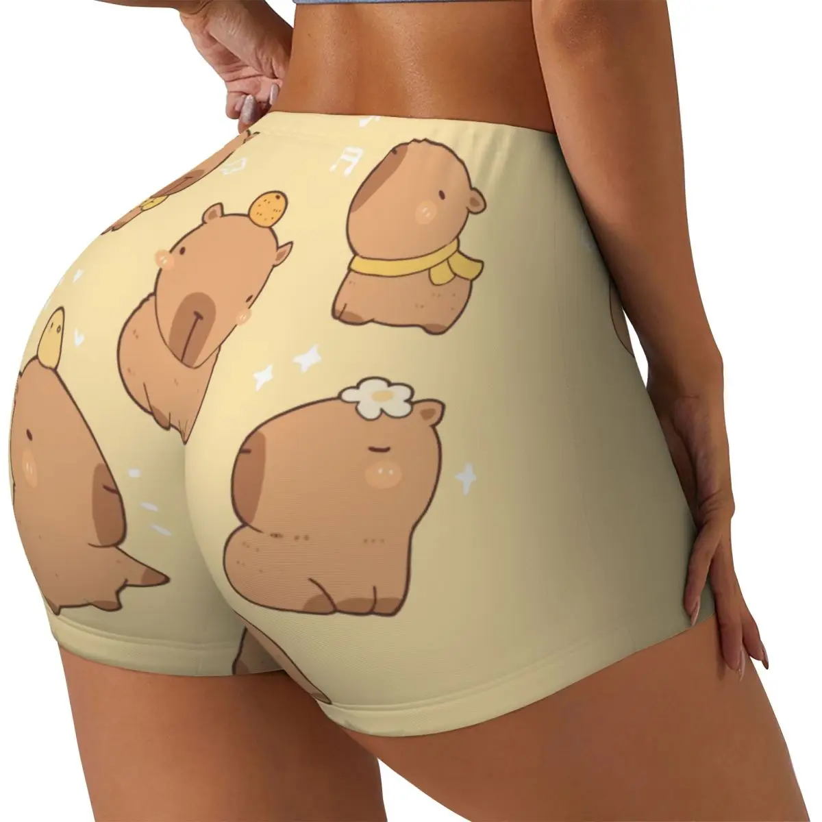 Custom Capybara Running Volleyball Workout Shorts Women's Athletic Gym Yoga Shorts