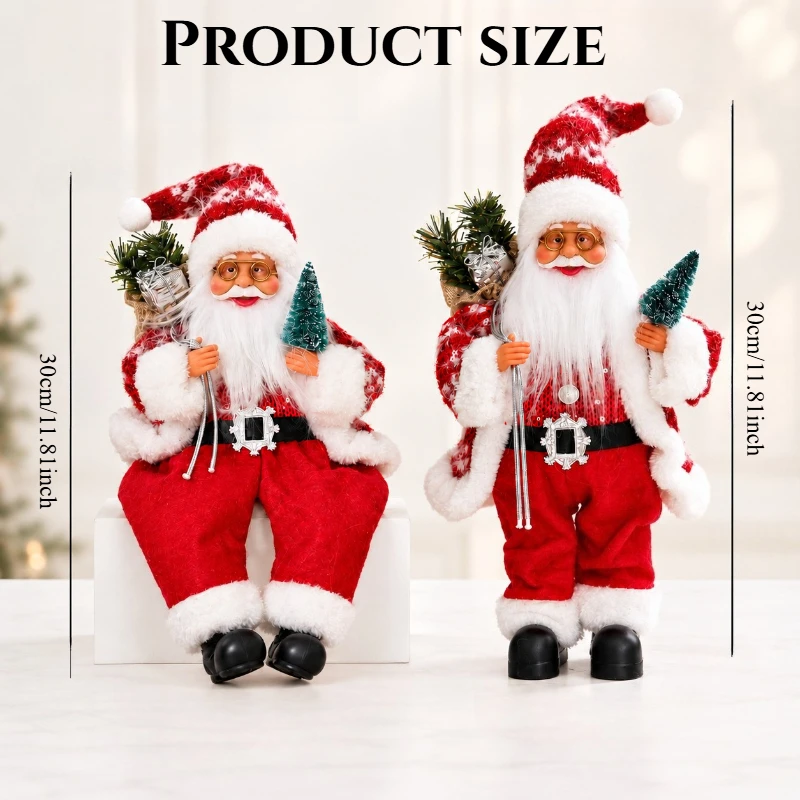 1Pcs Santa Claus decorative ornaments, Christmas decorative red tree sitting/standing ornaments,decorative props, holiday gifts.