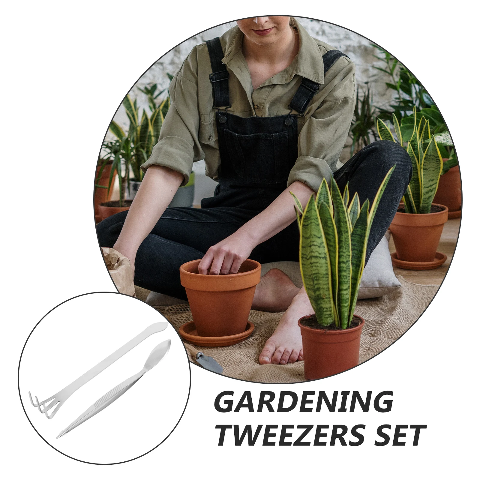 

1 Set Stainless Steel Bonsai Tools For Soil Loosening Moss Removal Gardening Tweezers With Spatula Head Portable Planting Tool