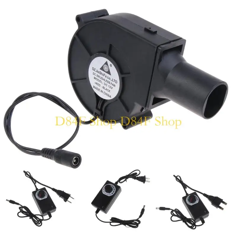 

D84F 9733 Blower Low Noise Stove Barbecue Fan Camping BBQ Grill Fans Starter DC3-12V Adjustable Speed 110V-240V