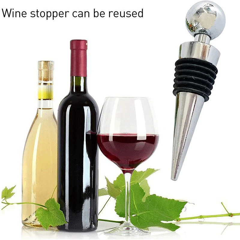 Wine Champagne Bottle Stopper, 5 Pieces Vacuum Sealer Saver Stainless Steel Plastic Wine Corks For Wine Collection