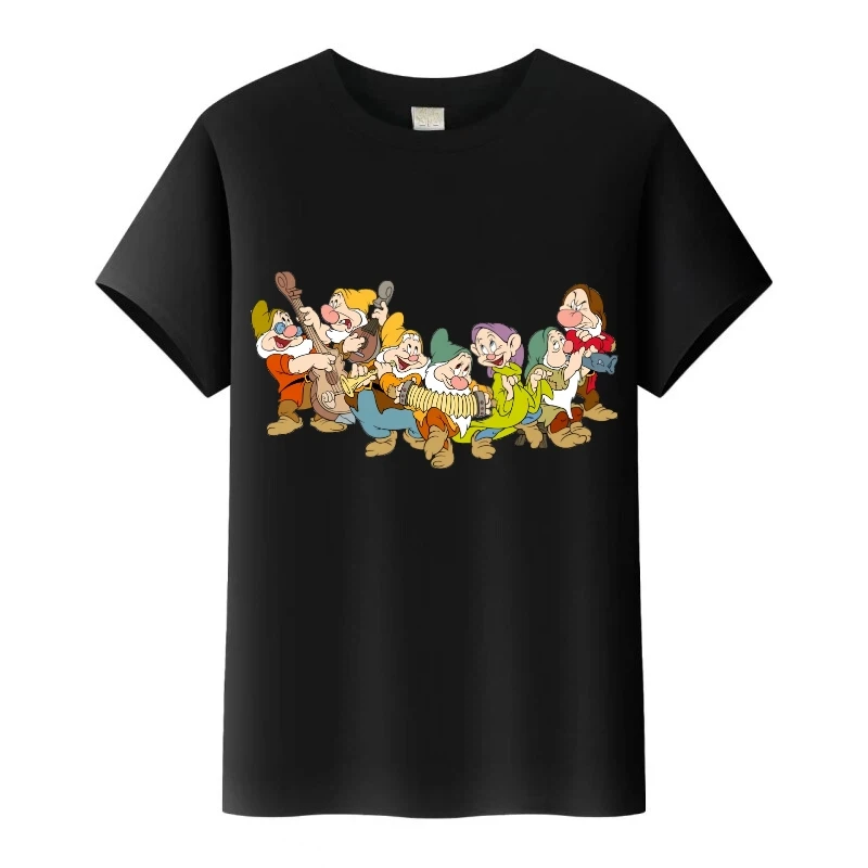 لطيف ديزني سنو وايت والأقزام السبعة طباعة المرأة التي شيرت س الرقبة تيز الأطفال أفضل رجل البلوزات الأسرة تي شيرت على طراز هاراجوكو هدية