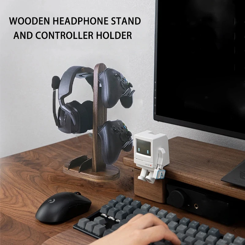 Support de contrôleur de jeu en bois pour Xbox PS5, support de contrôleur de jeu, bureau, brochure, sauna, support de téléphone, support pour écouteurs, cintre pour casque
