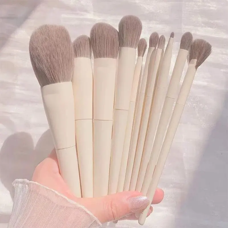 10 pçs pincel de maquiagem, fácil de configurar fundação blush sombra escova sobrancelha escova contorno lábio rosto maquiagem escova ferramentas de beleza