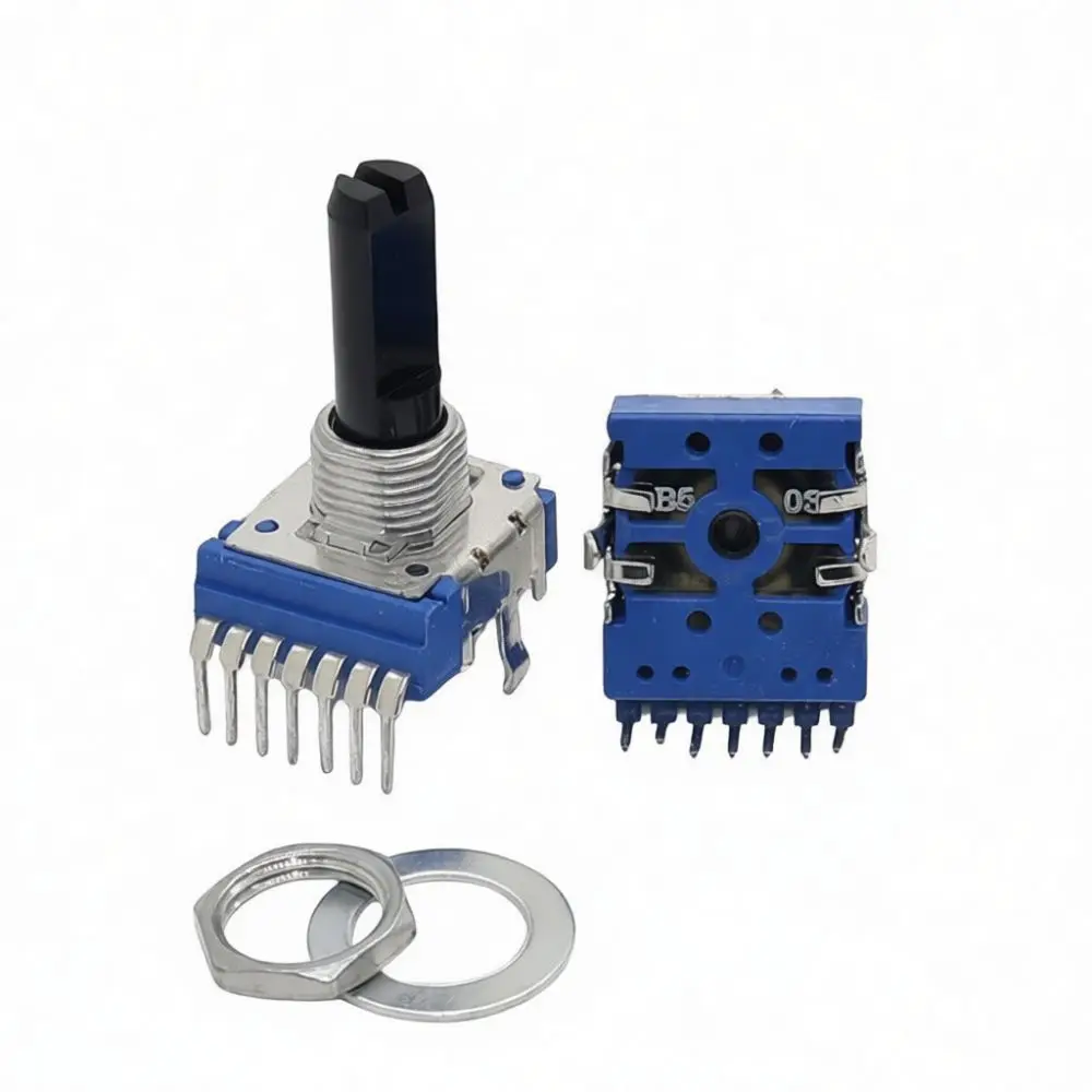RK14 Dual Linear Potentiometer Vertical Mount 7 Pin Audio Signal Regulator Variable Resistor For Professional Sound Equipment