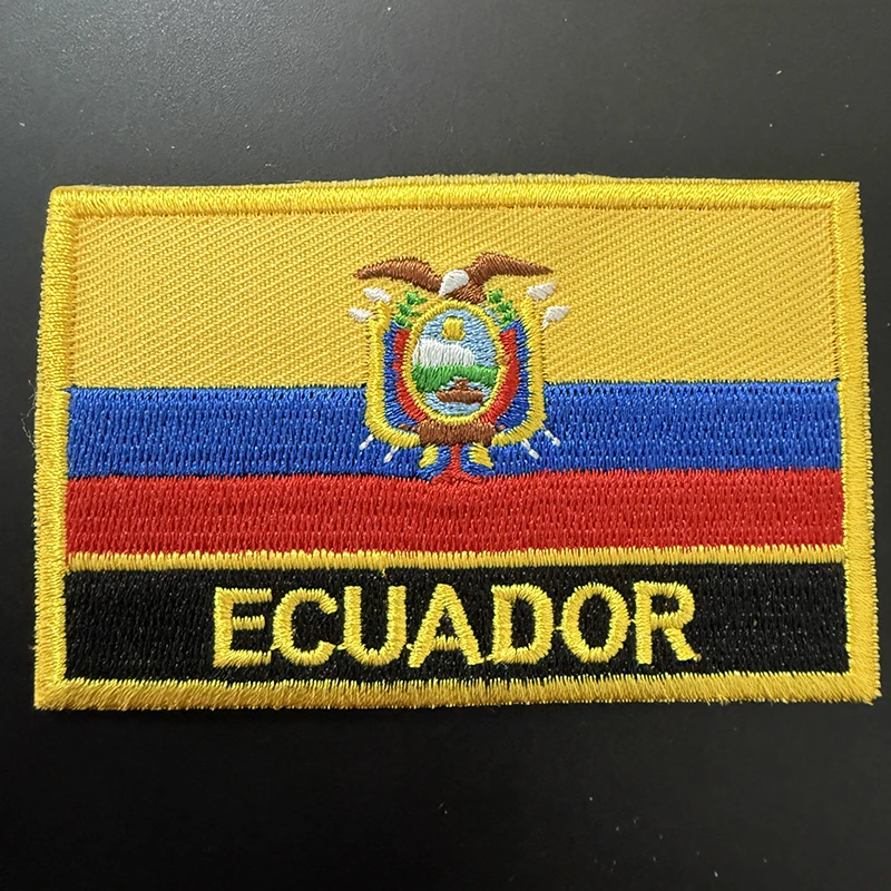 

Ecuador Flag Embroidery Patches Iron on Saw on Transfer patches Sewing Applications for Clothes in Home&Garden