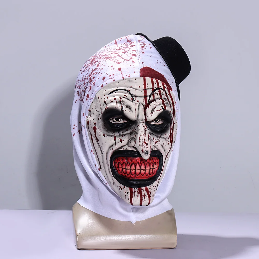 Terrifier 3 Art The Clown Mask Cosplay Horror Joker Killer Demon Latex Helmet Halloween Carnival Dress Up Party Costume puntelli