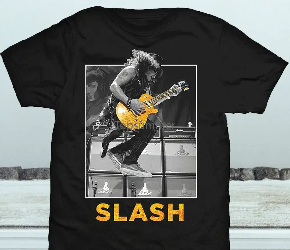 Camiseta Slash Jump Guns N Roses Rock Heavy Metal para hombre y mujer, camisa de manga corta de algodón, Tops negros de S a 4Xl, gran oferta de