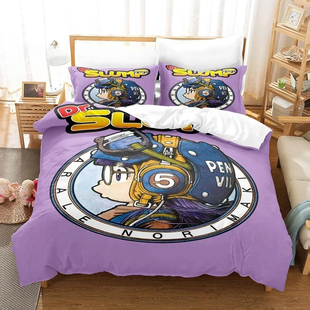 Fashion Cartoon DR S-Slump Arale Anime Bedding Set Sheet King Twin Double Child Bedding Set Mircofiber or Polyester Duvet Cover