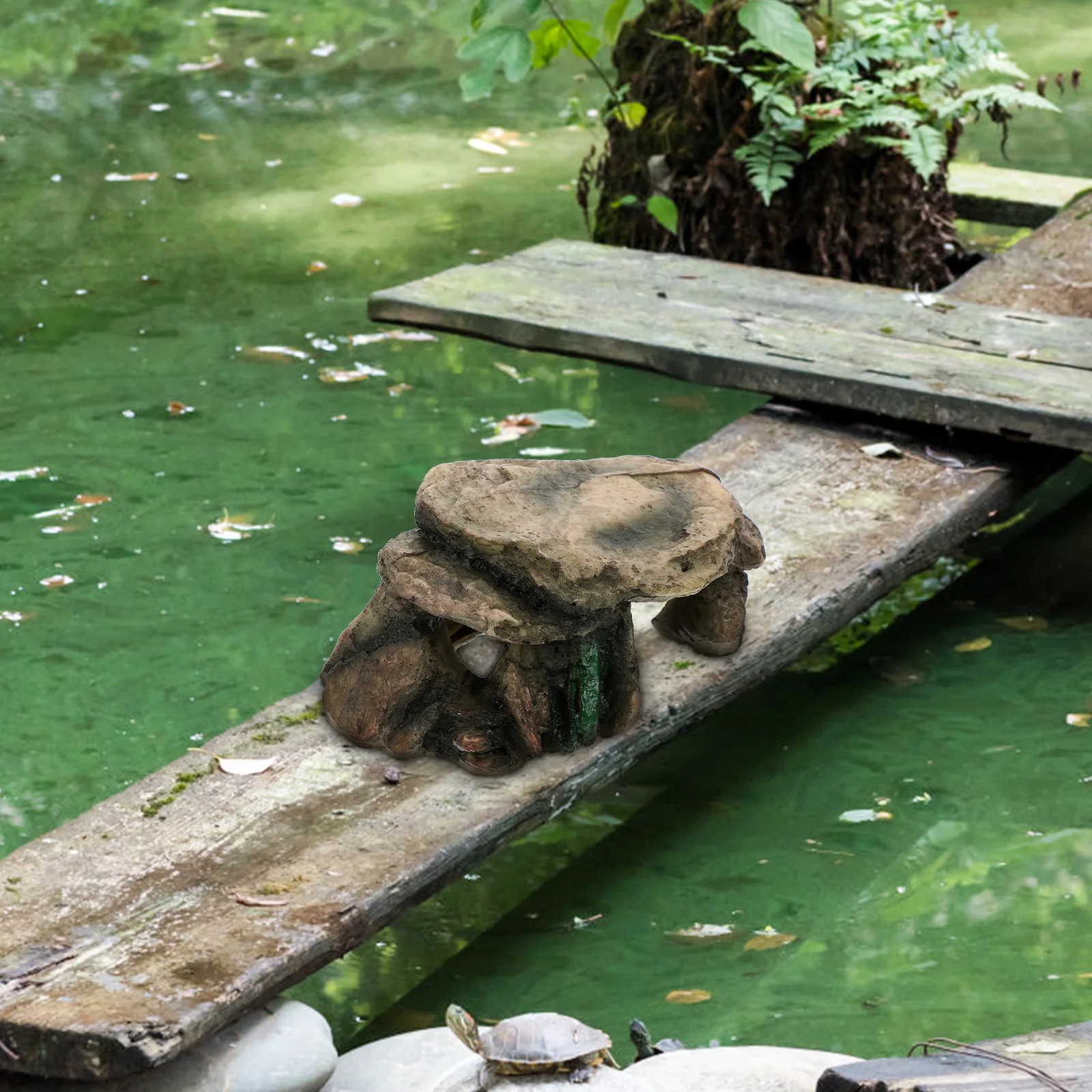 Tempat Berteduh Reptil, Gua Kura-kura dari Resin, Platform Panjat, Produsen Pemandangan Alam, Aksesori Terarium Hermit yang Stabil