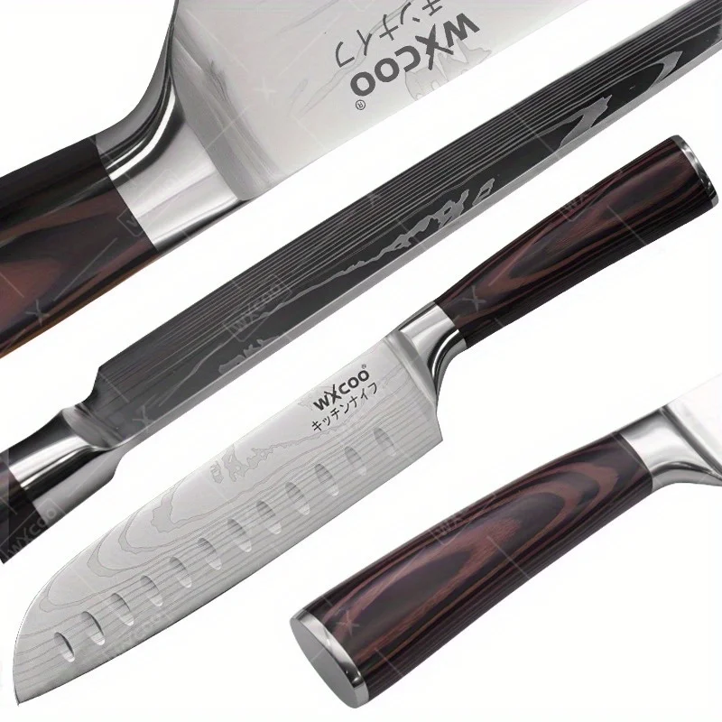 Cuchillo de utilidad Santoku profesional para hombre, cuchillos de cocina afilados multiusos para Chef, picadora de cocina, Sashimi, fruta de ternera, 1-9 Uds.