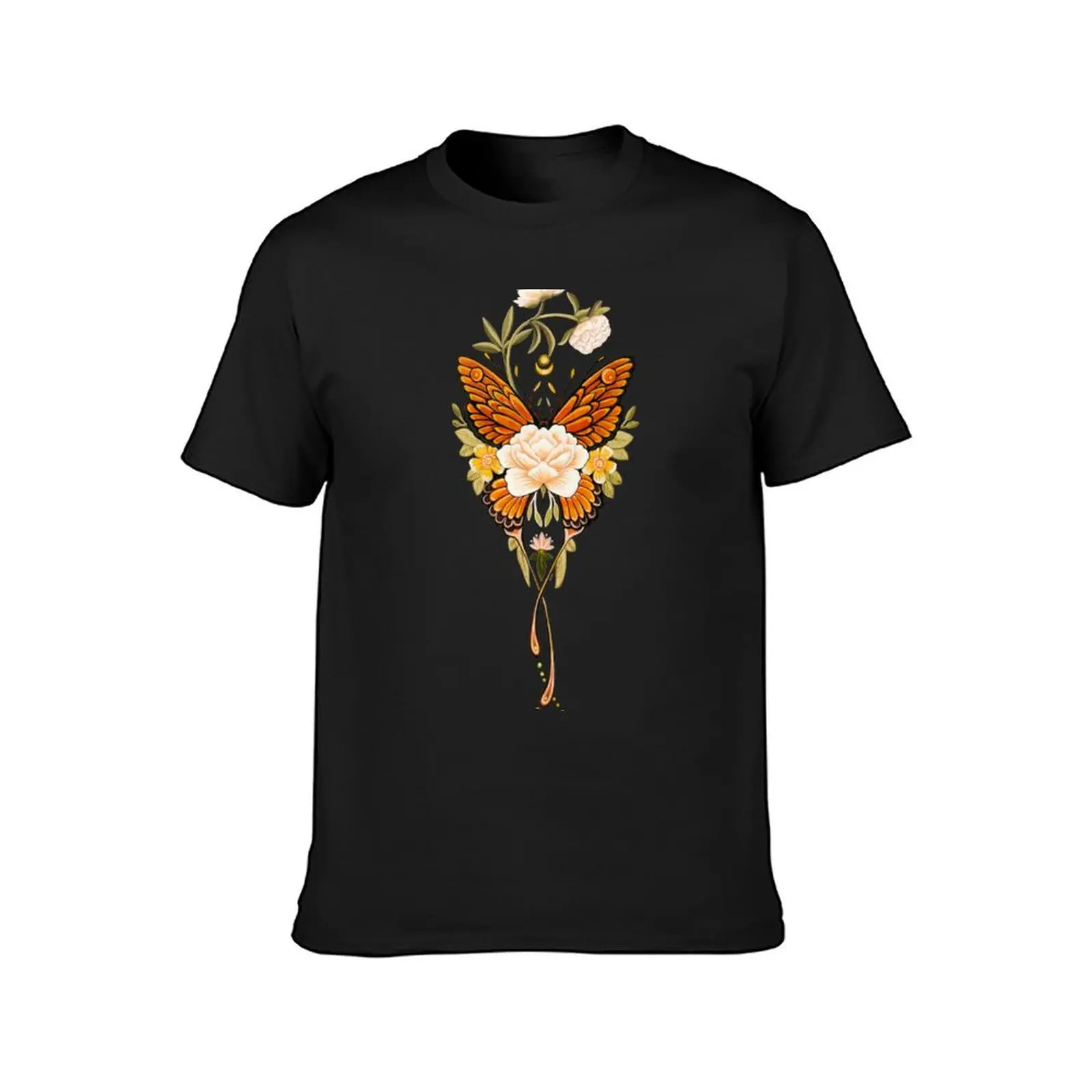 Tattoo Butterfly Peonies T-Shirt plain plus size tops oversized heavy weight t shirts for men