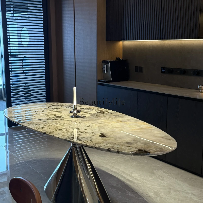 

High-end Marble Dining Table Natural Luxury Stone Italian Style Small Apartment Table