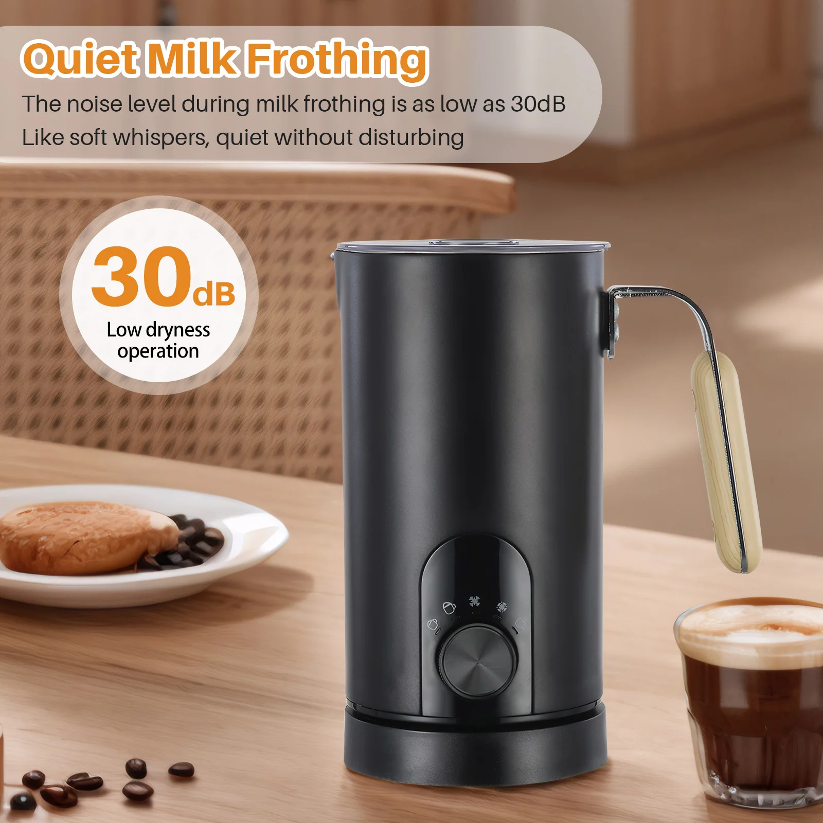 5-in-1 Milchaufschäumer Elektrische Milchschaummaschine Automatischer Milchaufschäumer Elektrischer Milchschäumer Schaumerzeuger für Cappuccino Sahne Ei – Detail 12