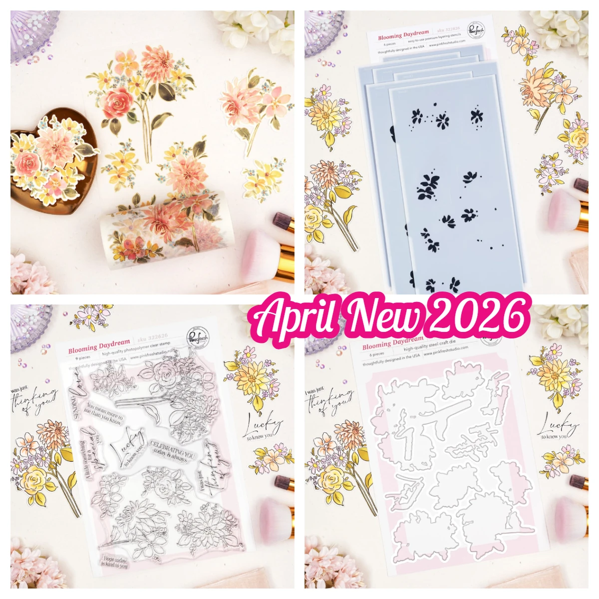 

Blooming Daydream Clear Stamps Metal Cutting Dies DIY Stencil Embossing Scrapbook Paper Template Decoration 2026 New Washi Mold
