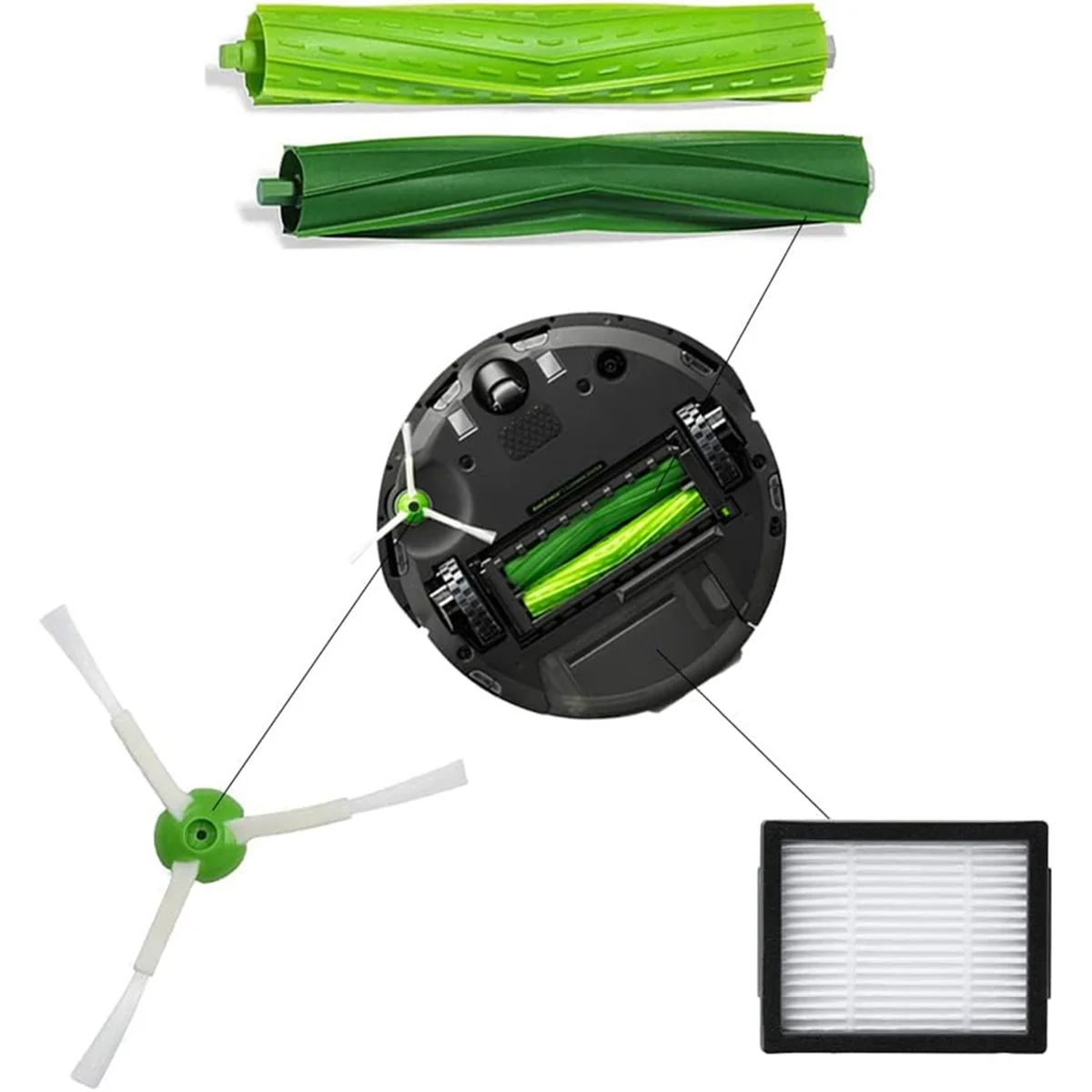Brosse filtrante pour aspirateur iRobot Roomba, séries I7, I7 +, I8, I1, I2, I3, I4, I4 +, I6, I6 +, E5, E6, E7, J6, J7, J7 +, Plus E, I & J