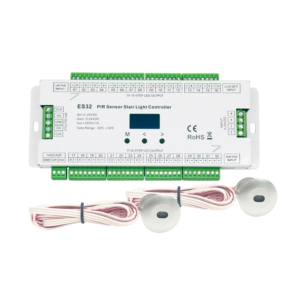 32CH ES32 PIR Controller per luci per gradini per scale 12V Sensore di movimento a LED Luce notturna Interruttore induttivo a infrarossi per scale Striscia flessibile