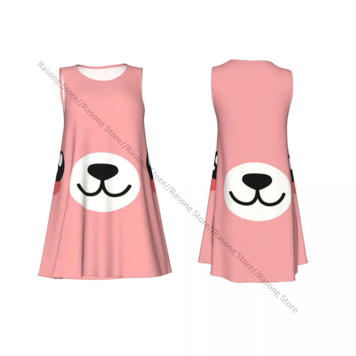 Vestido feminino verão casual camiseta vestidos praia cobrir lindo vestido regata de urso rosa
