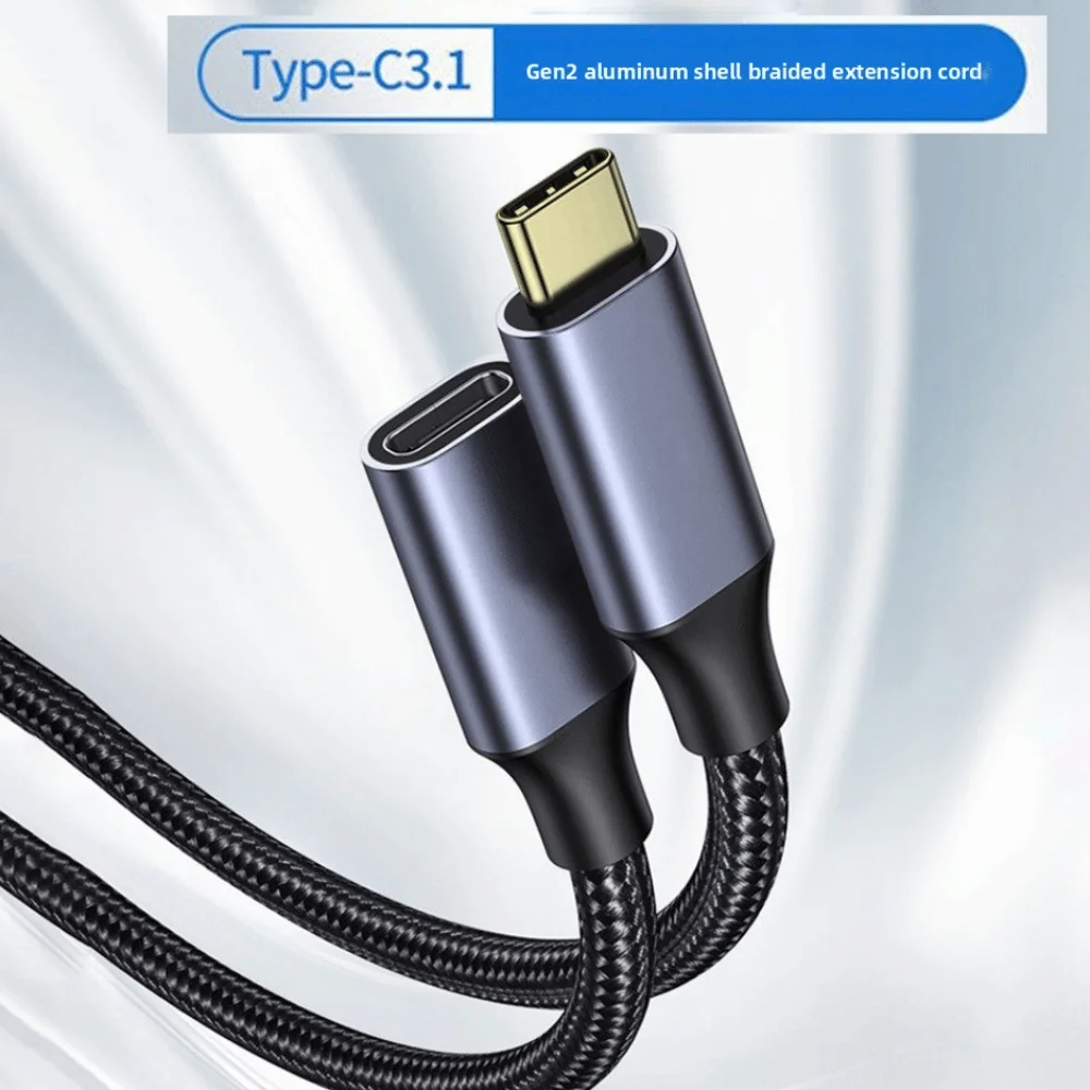 Male To Female Type-C Extension Cable USB C 3.1 PD 100W Type-C Extension Date Line 4K 60Hz Braided Shell Video Extension Cable
