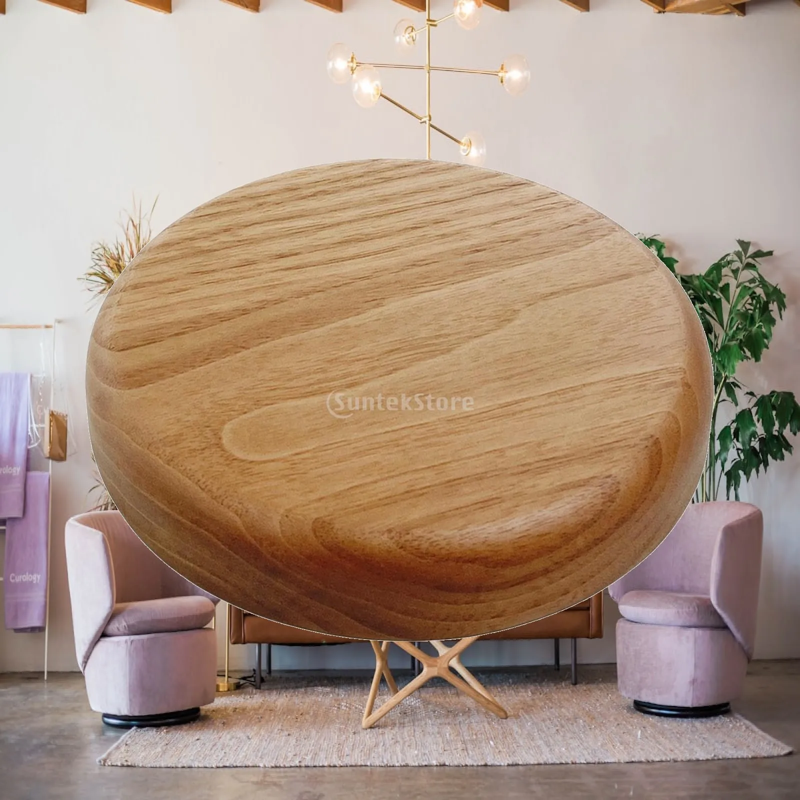 Round Wooden Tray Smooth Wooden Coaster Desktop Base Tray Long-Lasting Slim for Vanity, Bedside Table