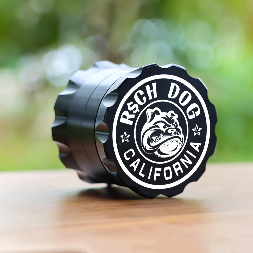 Rich Dog Spice Herb 50mm 4 layers Metal Crusher With Pollen Catcher Herb Accessories Molino de Humo