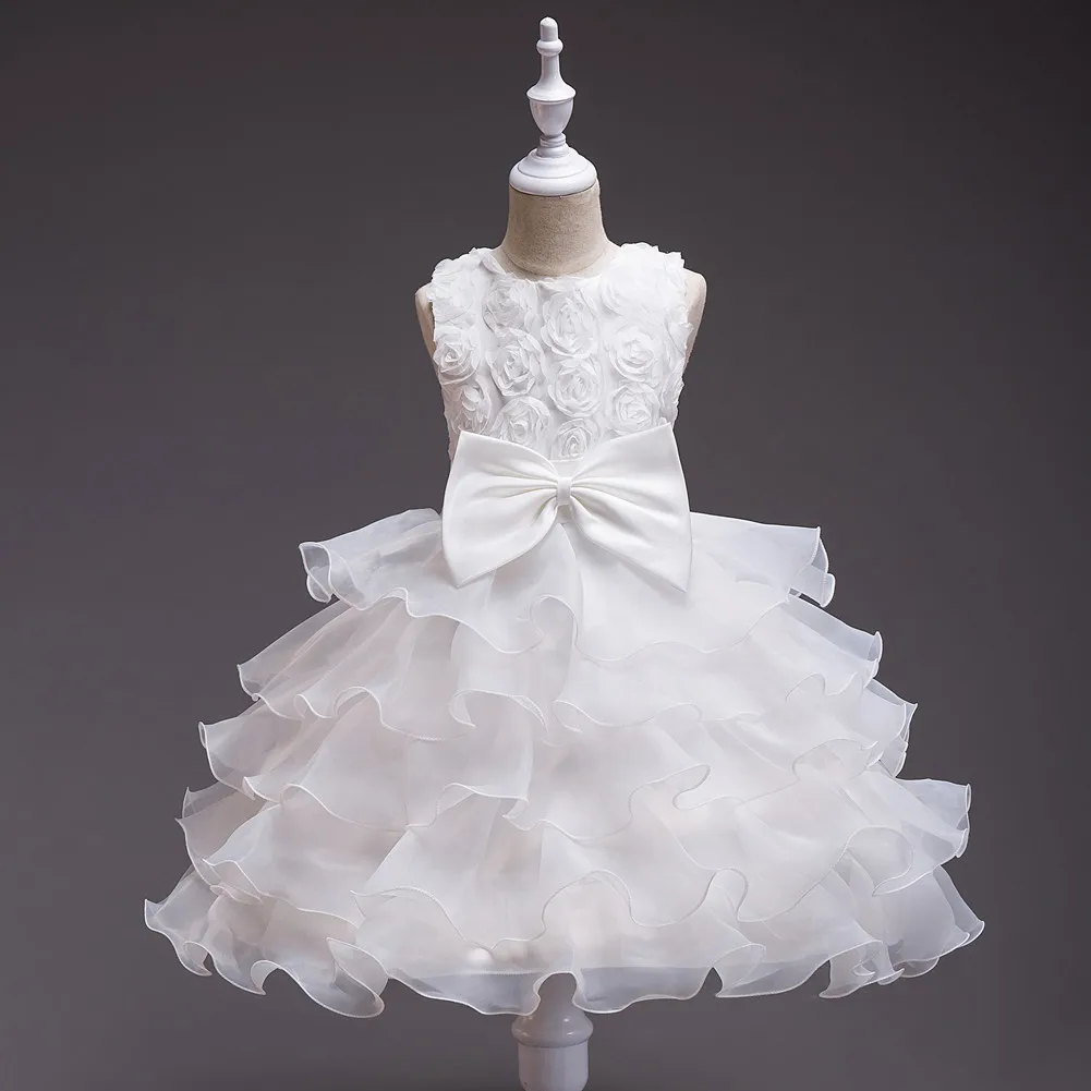 

2022 New Girls' Dress Skirt Girls Evening Dress White Middle and Big Children's Bow Tutu Skirt Kids Dress Party Dress