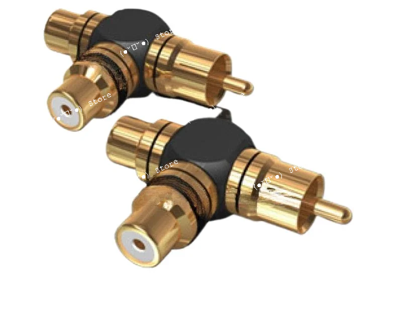 

RCA 1/2 coaxial 1 in 2 out lotus head tee gold-plated