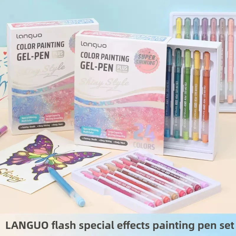 

40/6 Colors Glitter Effects 1.0mm Gel Pen Large Capacity Students Writing Pen Painting Drawing Stationery School Supplies