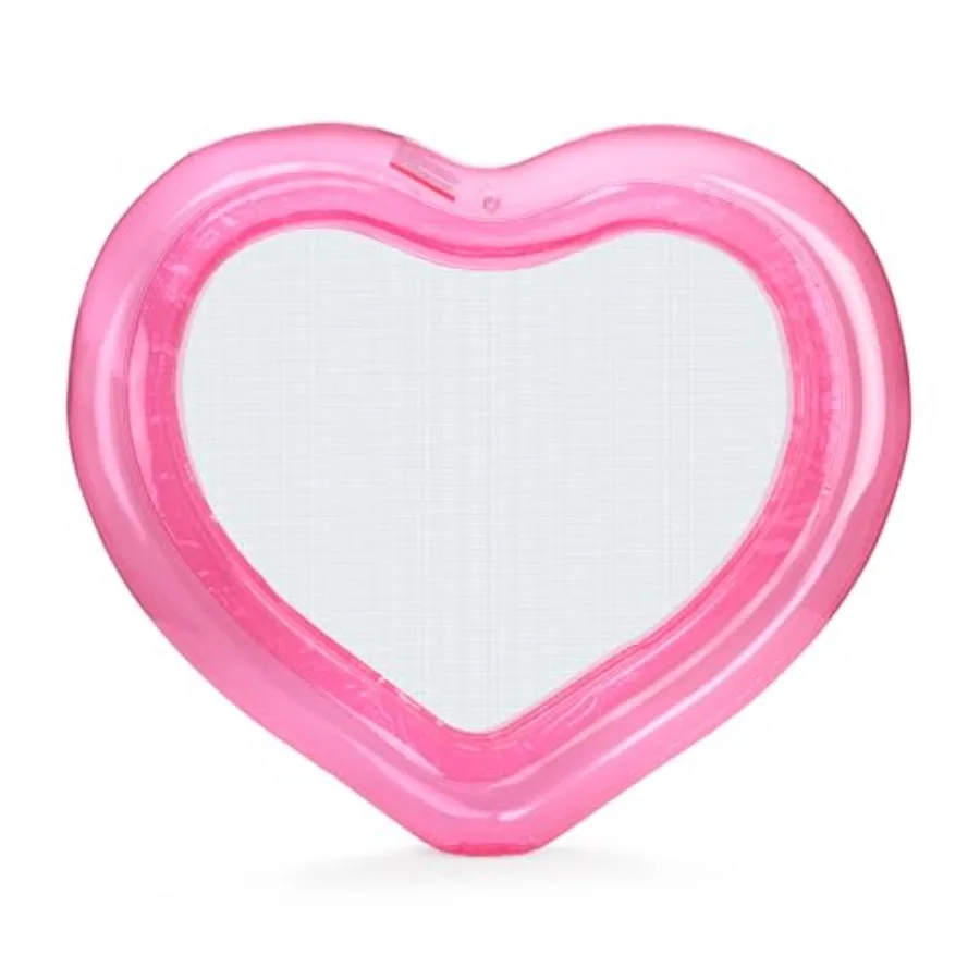 

Clear Heart Water Hammock with Mesh Pool Float for Summer Pool Parties, PVC Material, Transparent Blue, Ultra-Comfortable Quick