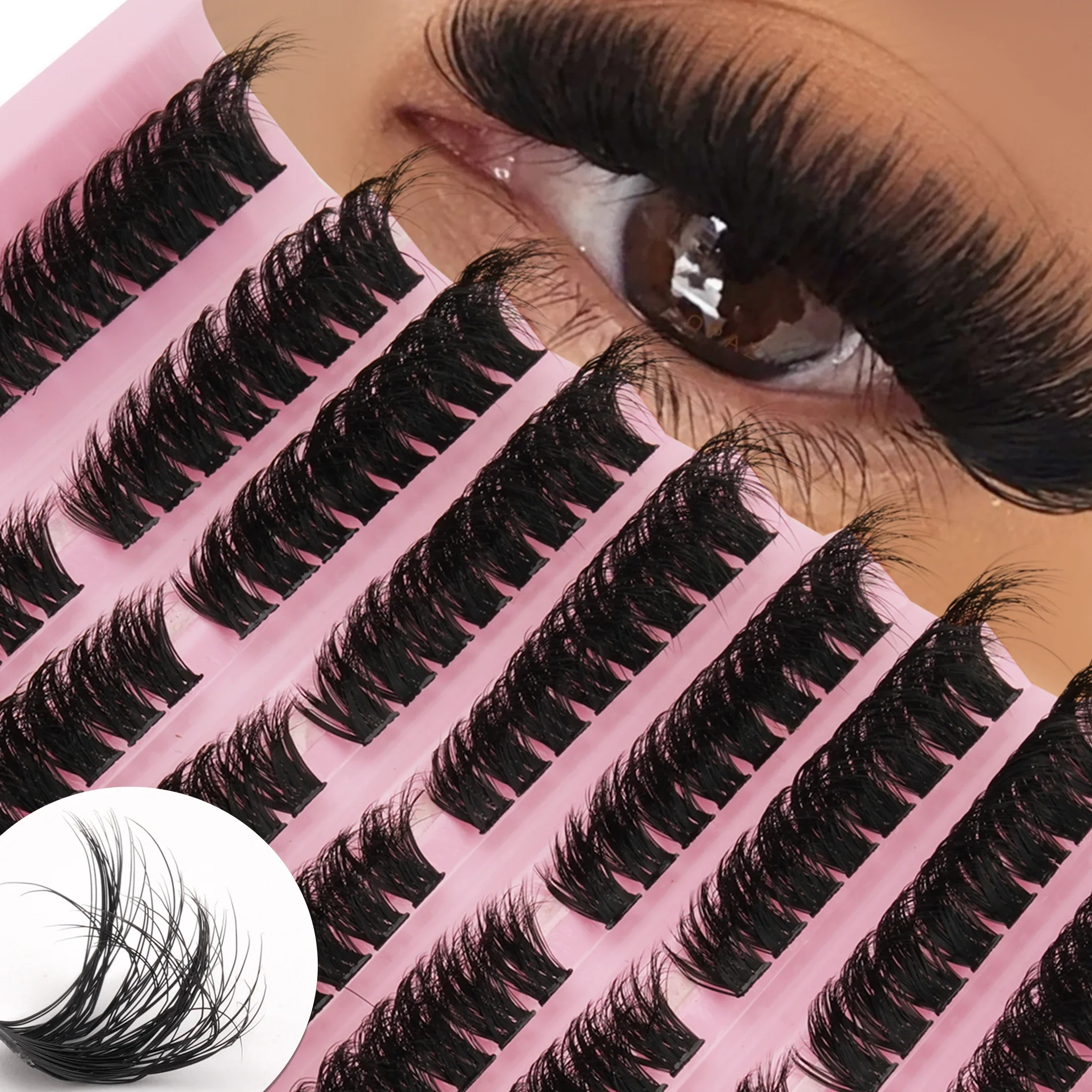 Wispy D Curl Faux Mink Individual Eyelashes Mixed Length Cluster Lashes Fluffy DIY Eyelash Extensions for Eyebrow Enhancement