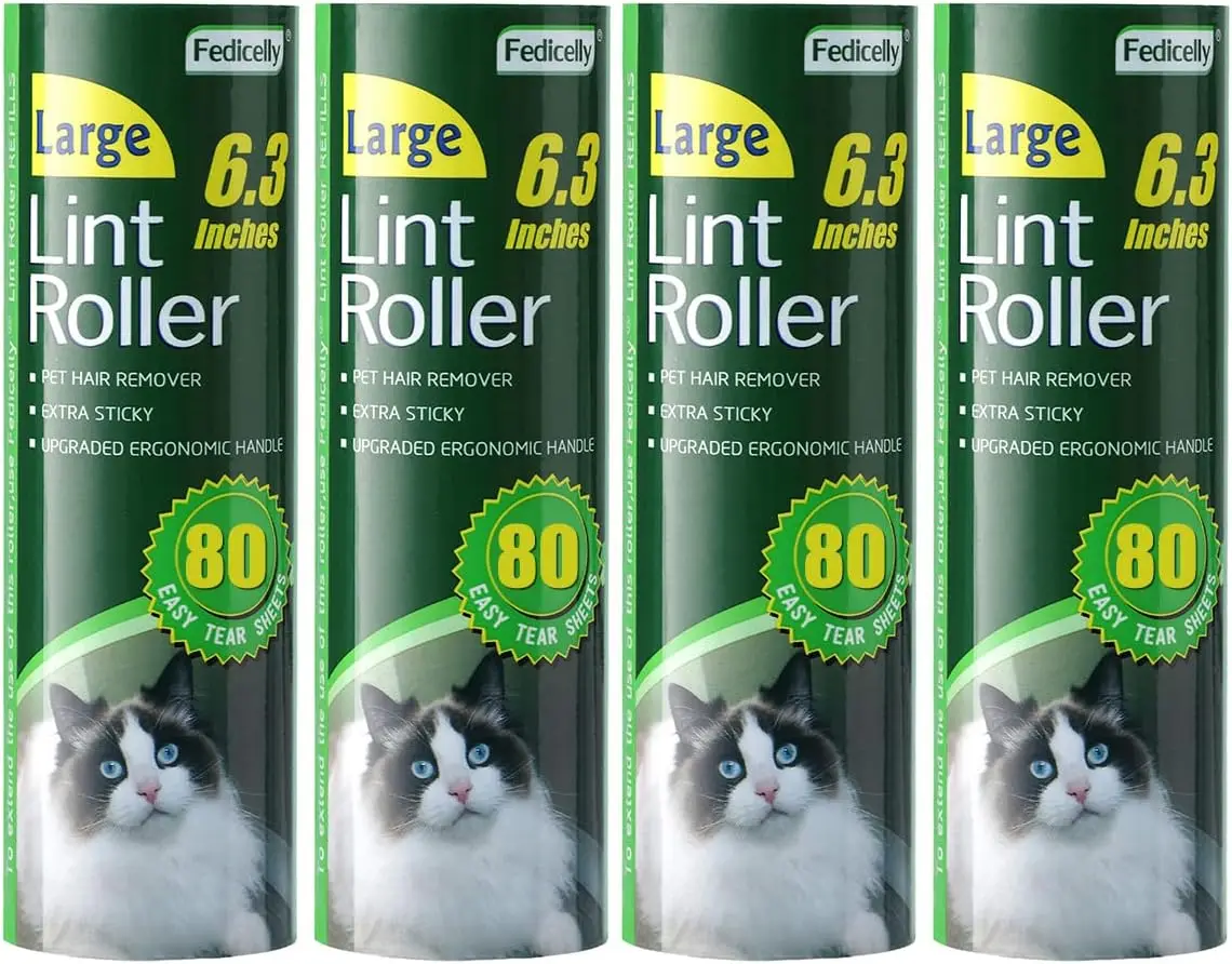 

Extra Sticky Lint Roller Refills, 6.3 Inches Wider, 320 Sheets for Pet Hair, Pack of 4