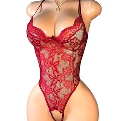 Fato de boneca de pelúcia com decote em v feminino, bodysuit, pijama de renda, perspectiva, sexy, corpo