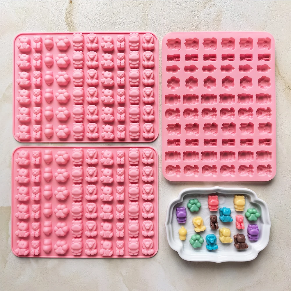 60 cavity multi animal shaped chocolate flipping silicone mold DIY candy pudding dessert mold cake decoration plugin