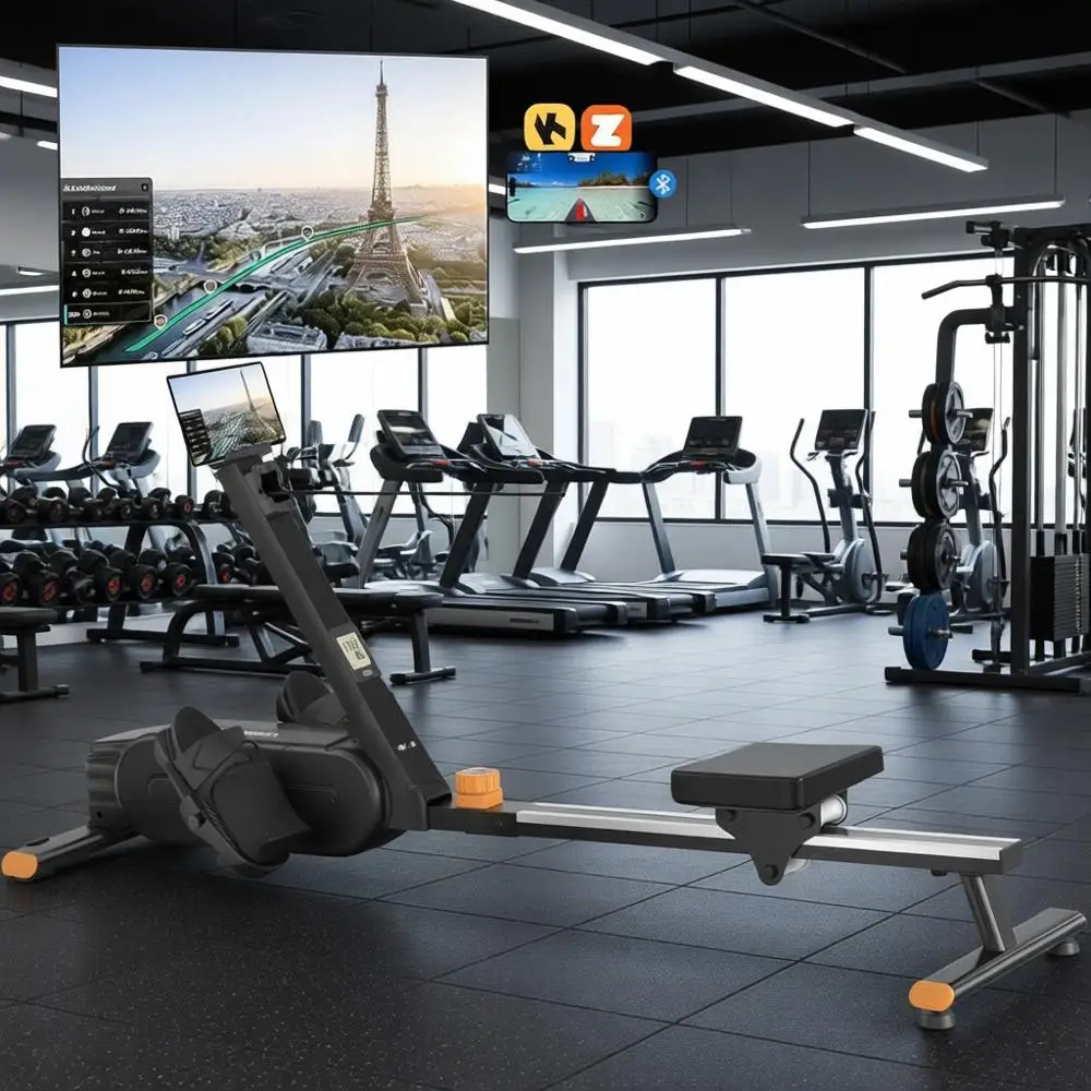 

Магнитный гребной тренажер 2026ate для дома, 16 уровней нагрузки, мощное бесшумное магнитное сопротивление, нагрузка до 350 фунтов, ЖК-монитор, бесшумный.